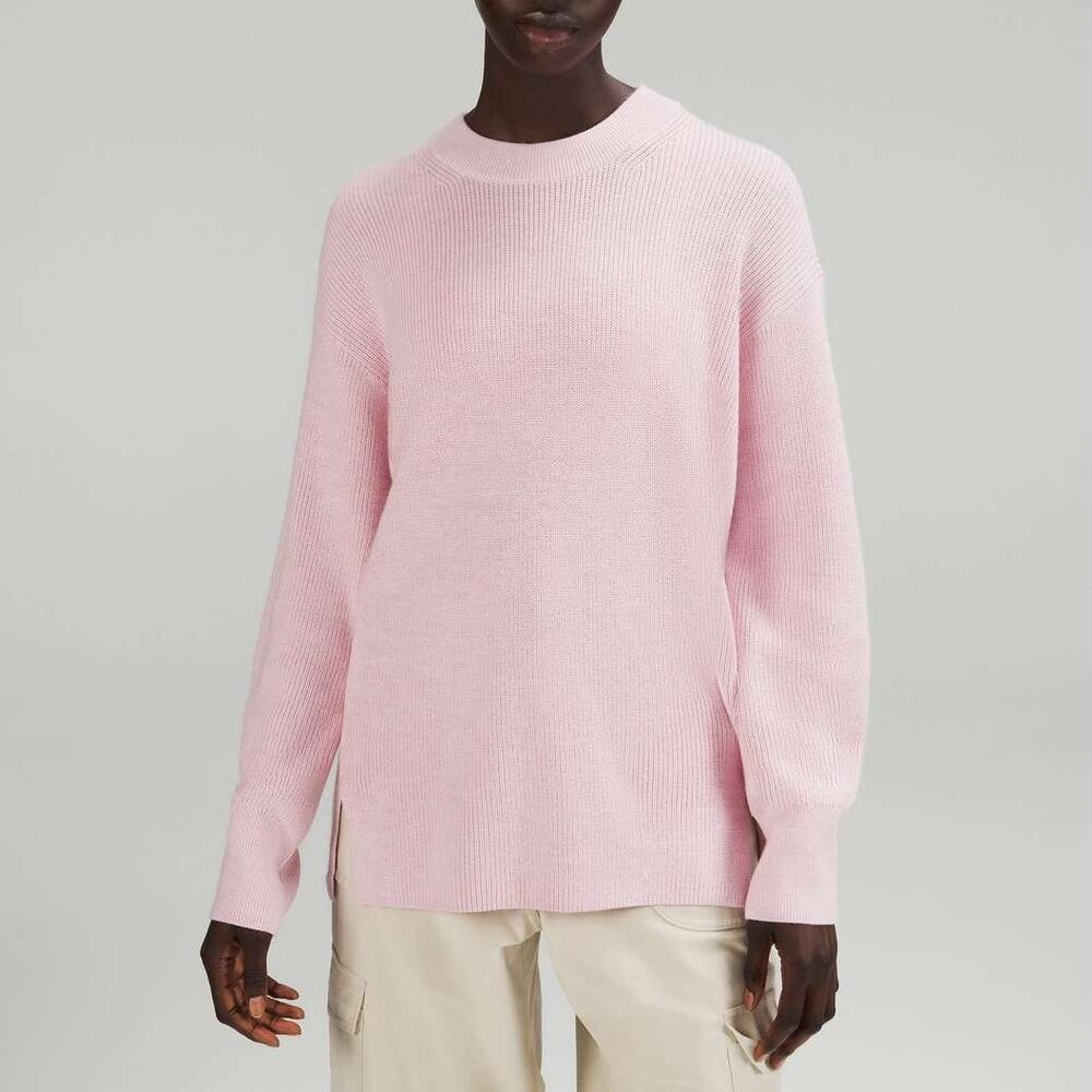 Lululemon Merino Wool Blend Ribbed Crewneck Pullover Chunky Knit Sweater